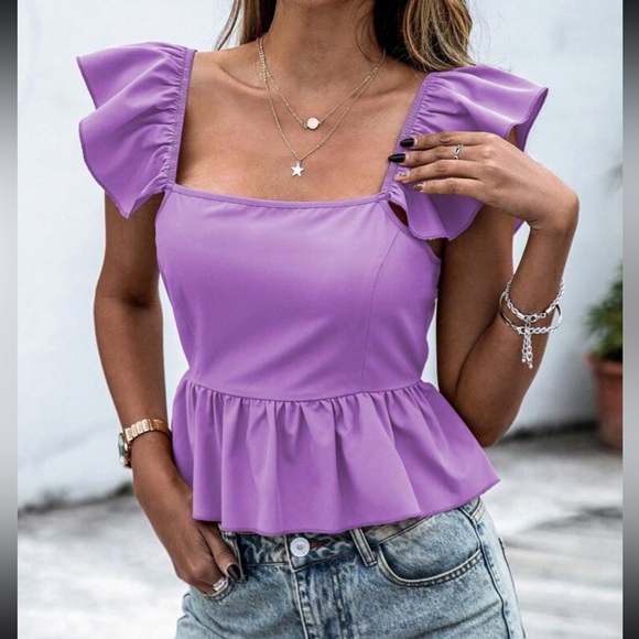 Boho ruffle hem tie back peplum blouse - Picture 6 of 6